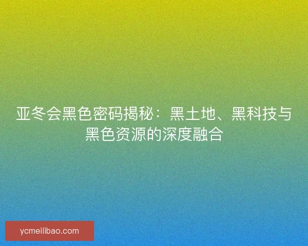 亚冬会黑色密码揭秘：黑土地、黑科技与黑色资源的深度融合