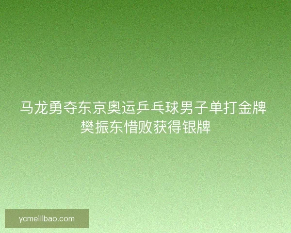 马龙勇夺东京奥运乒乓球男子单打金牌 樊振东惜败获得银牌